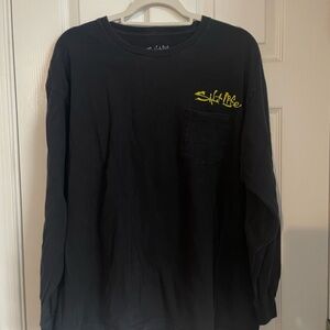 Salt Life Black Long Sleeve Tee with Yellow Logo